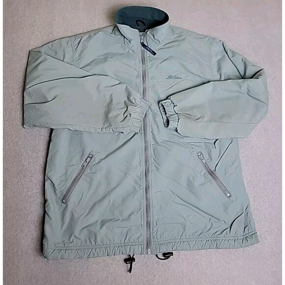 VTG LL Bean Jacket Mens L Green Full Zip Pockets 3 Season Outdoor Dad USA 90s - Picture 1 of 13